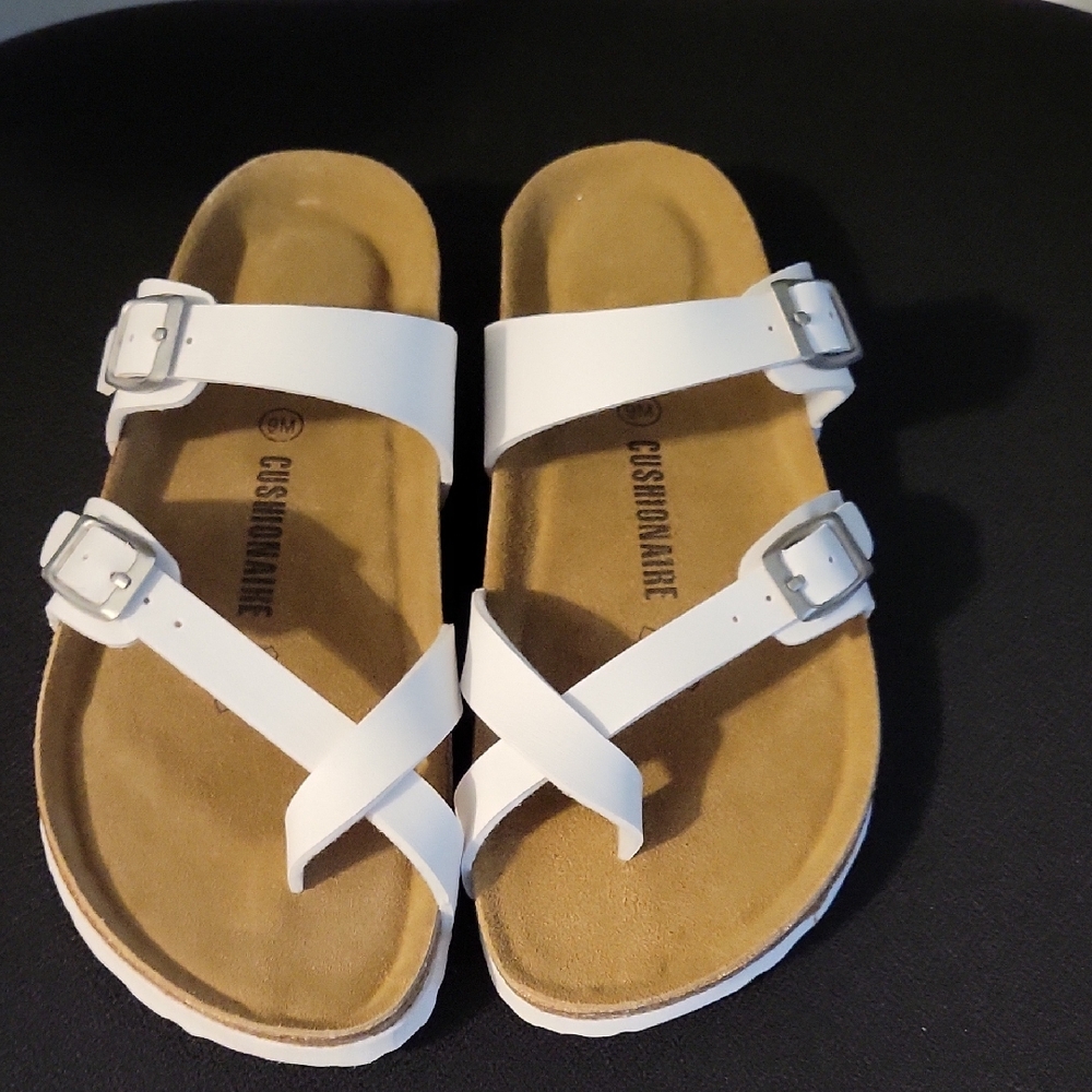 White Double Strap Sandals